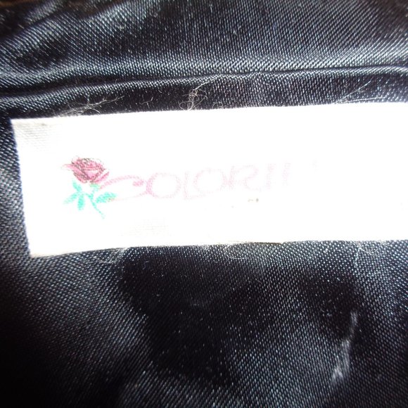 VINTAGE BLACK BEADED PURSE BY COLORIFFICS , SILVER CHAIN SHOUDER STRAP - Picture 3 of 10